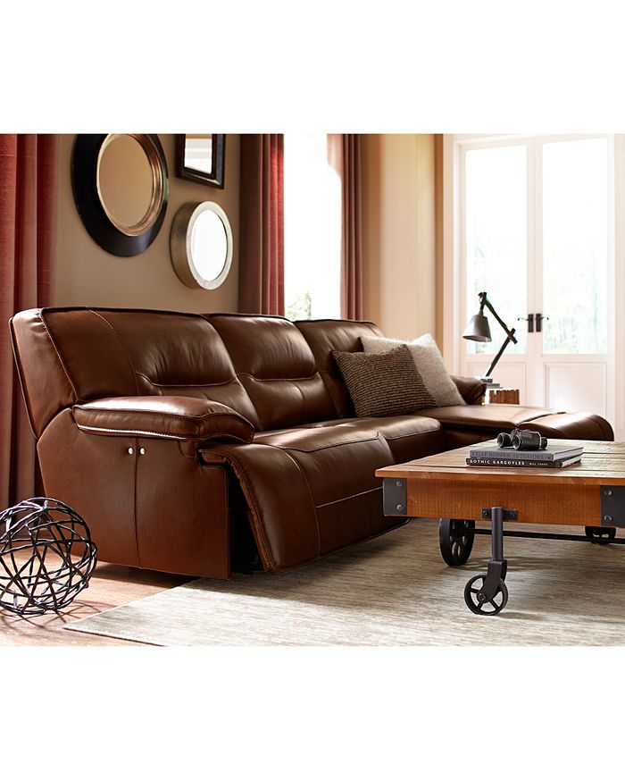 Furniture CLOSEOUT! Beckett 6pc Leather Sectional Sofa with Console and 2 Power Recliners
