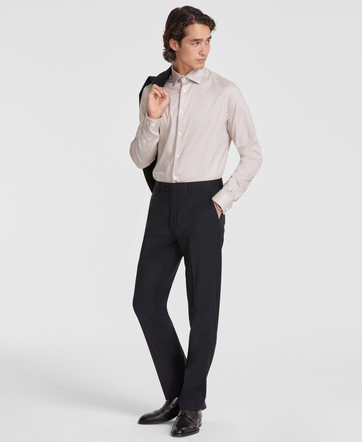 Calvin Klein Men's Slim-fit Wool-blend Stretch Suit Pants In Black