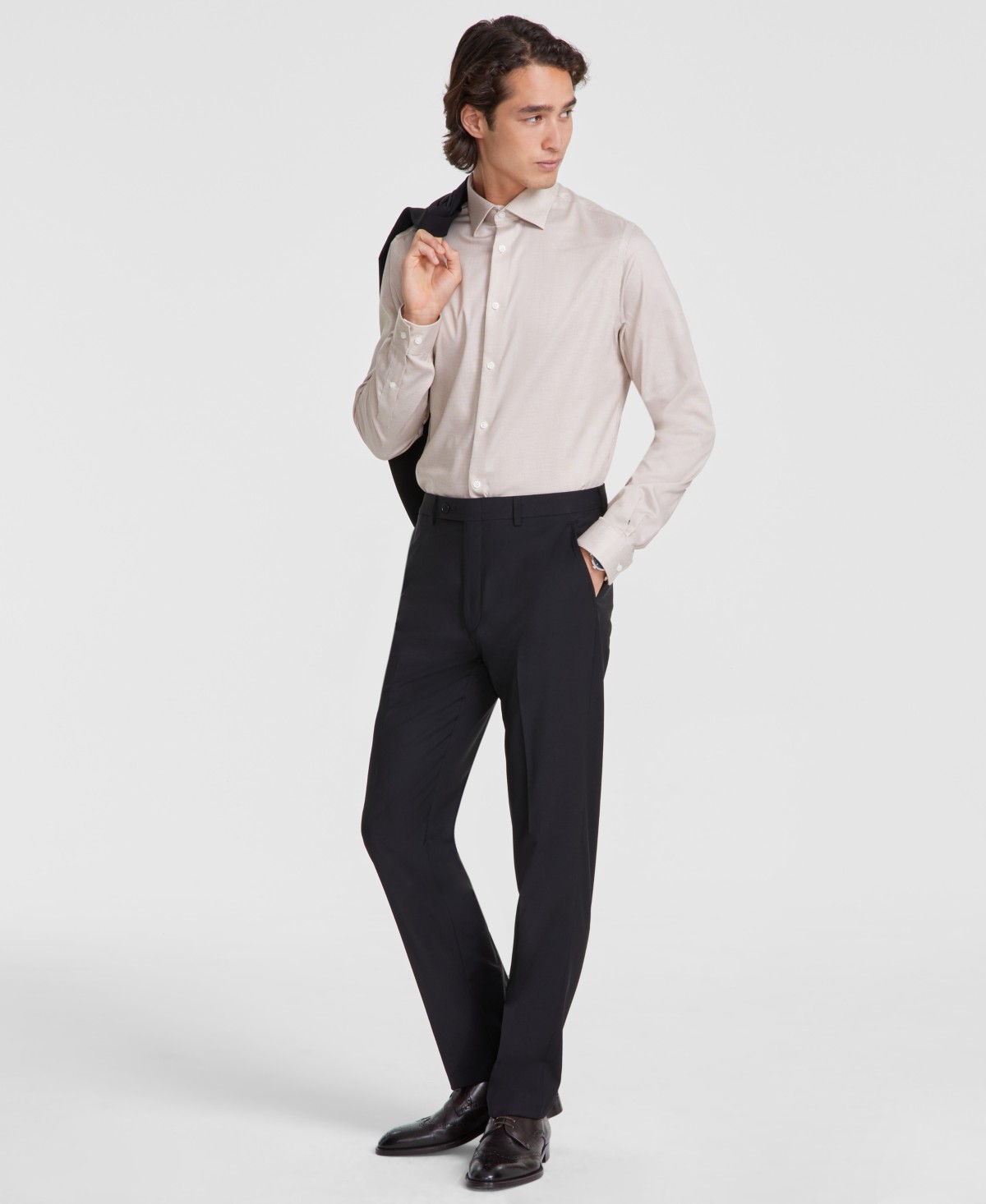 Мужские Calvin Klein Men's Slim-Fit Wool-Blend Stretch Suit Pants — фото 1