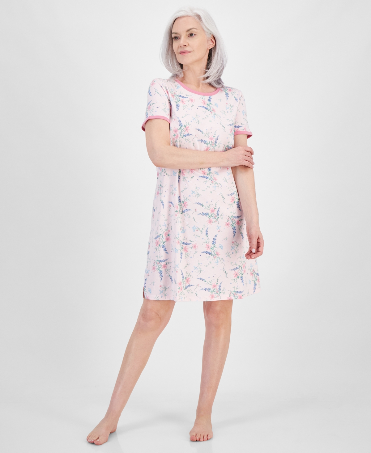 CHARTER CLUB WOMEN'S SHORT-SLEEVE SLEEP SHIRT, CREATED FOR MACY'S 