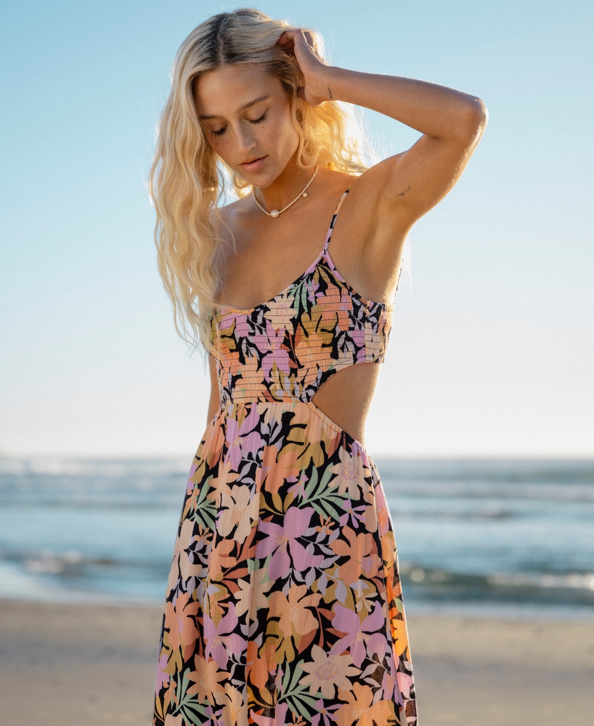 Billabong Juniors' True Desire Cutout Maxi Dress - Black Pebble 2
