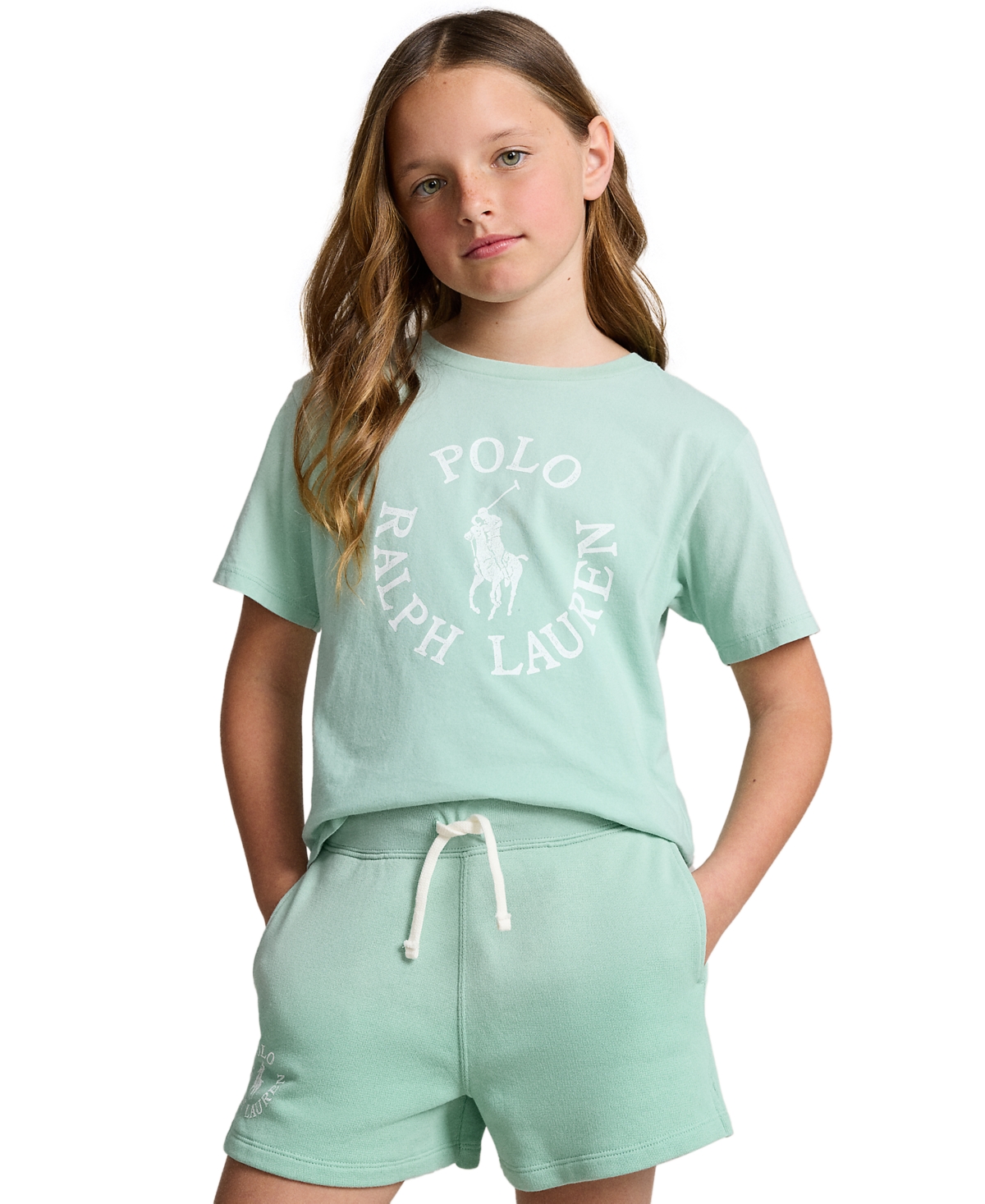Shop Polo Ralph Lauren Big Girls Big Pony Logo Cotton Jersey T-shirt In Celadon
