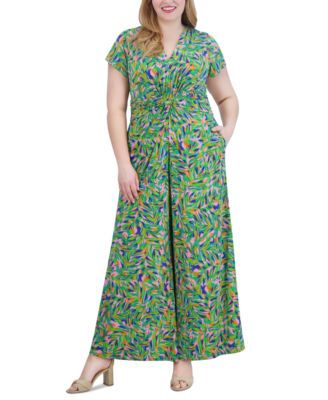 Vince Camuto Plus Size Twist-Front Wide-Leg Jumpsuit