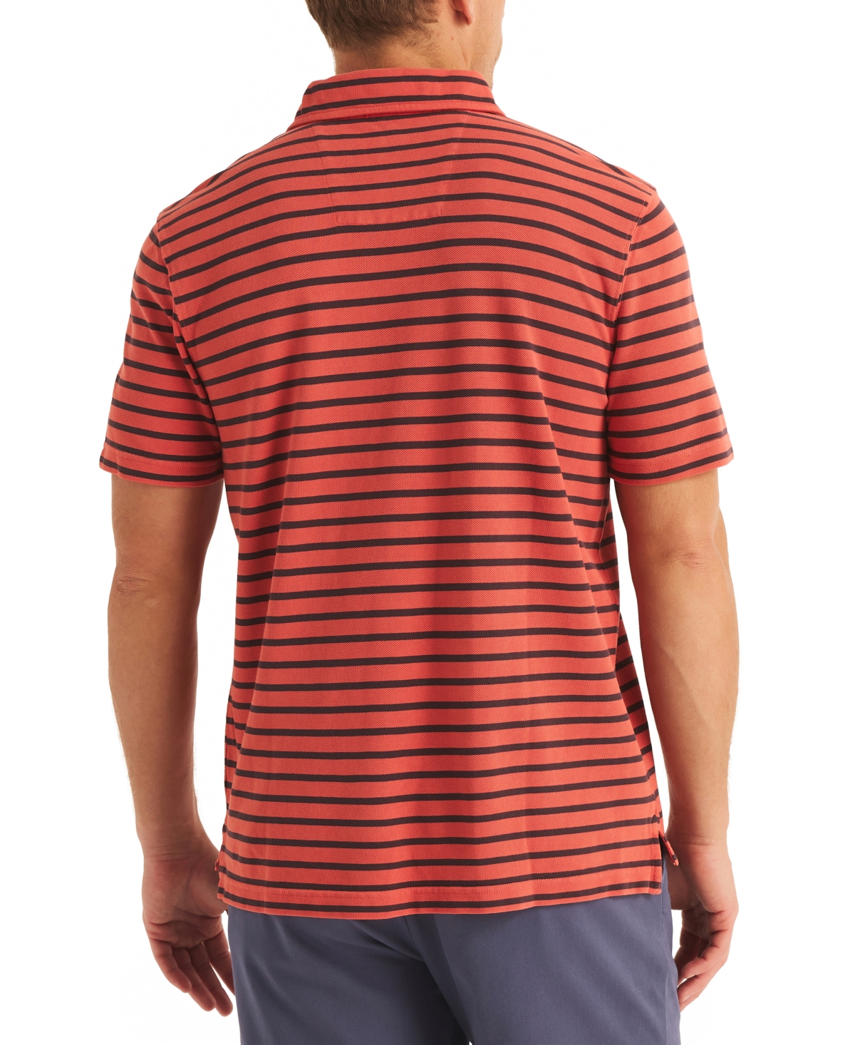 Nautica Men's Striped Pique Short Sleeve Polo Shirt