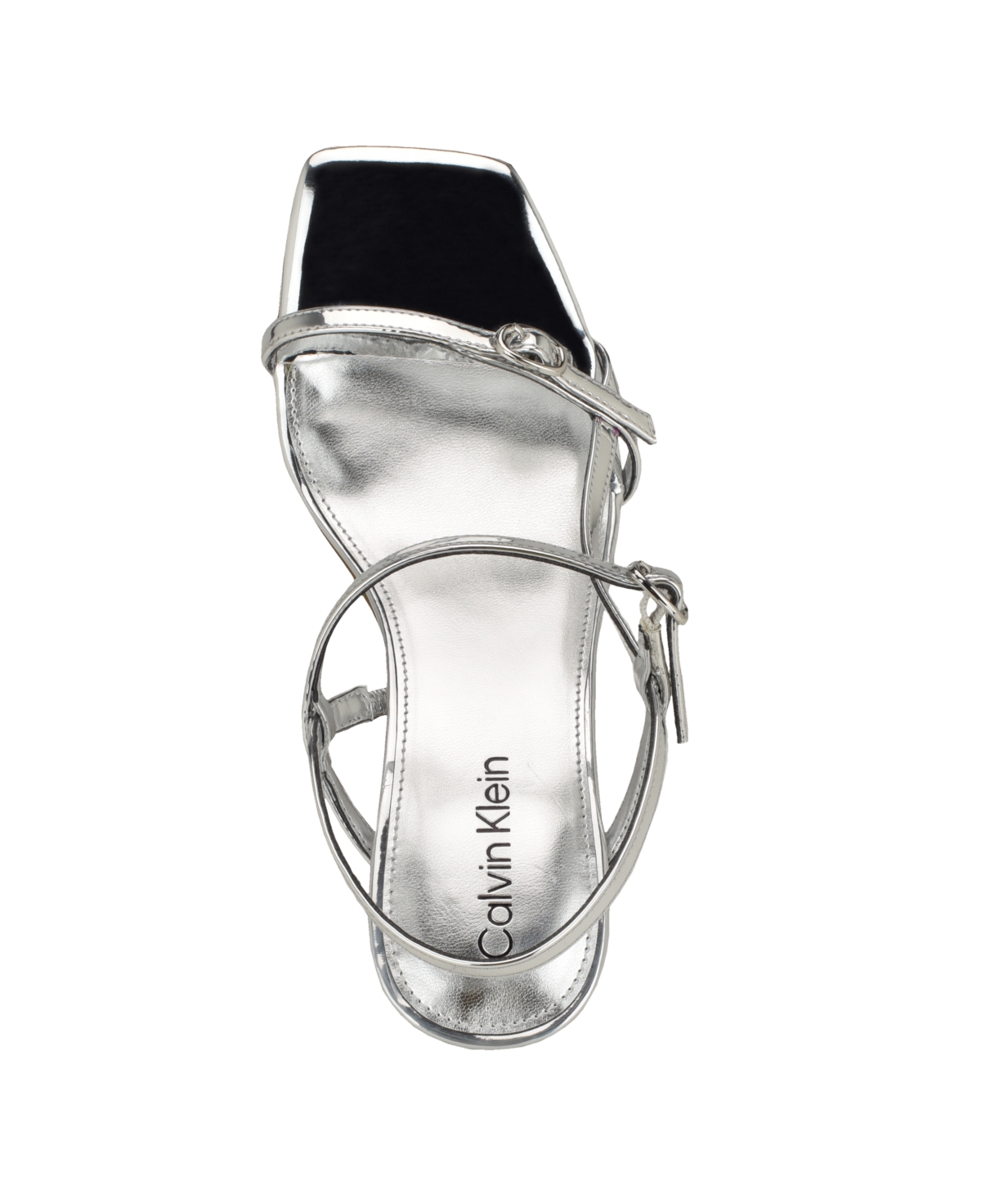Calvin Klein Women's Linella Block Heel Dress Sandals - Silver Mirror Metallic - Manmade