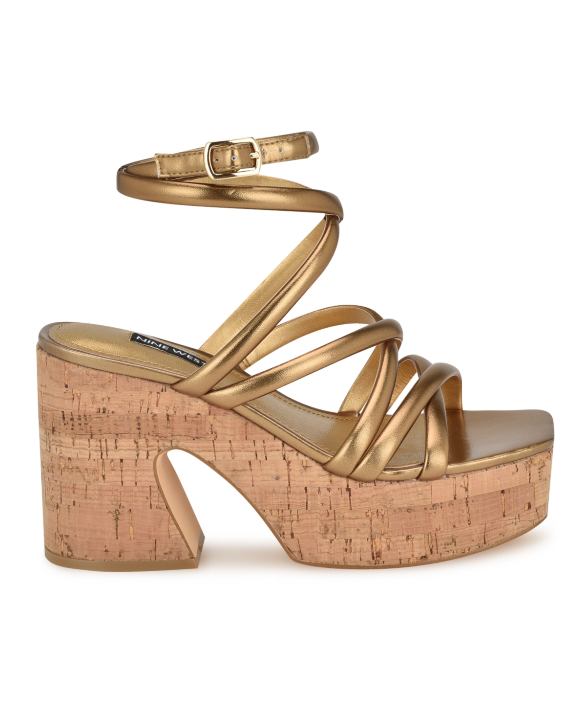 Nine West Women's Corke Strappy Square Toe Wedge Sandals