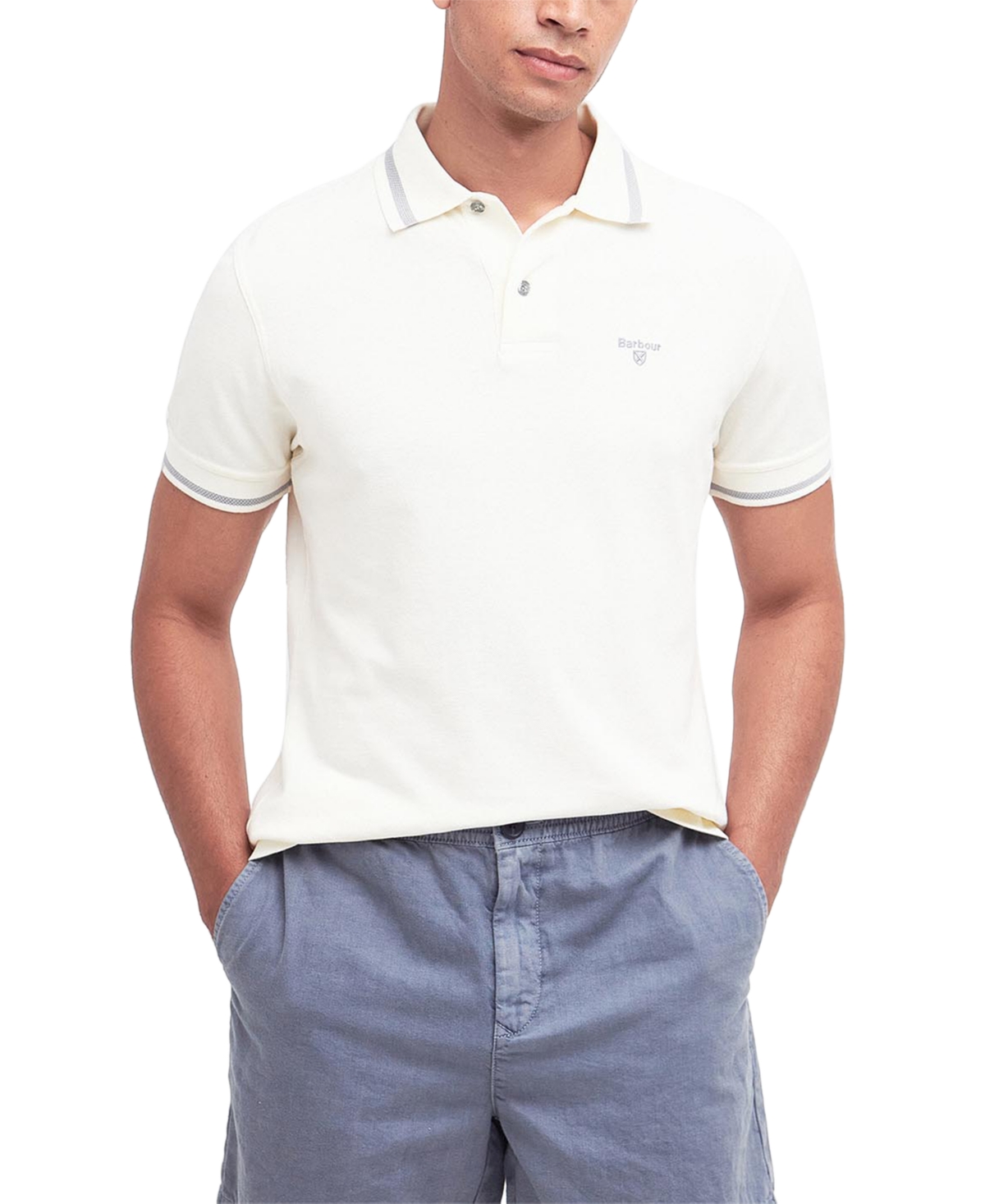 Men's Newbridge Tipped Pique Polo Shirt - Ecru