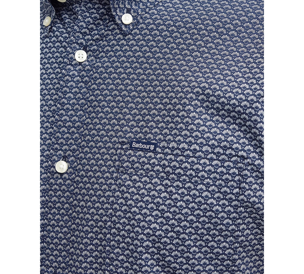 Shop Barbour Men's Tailored-fit Textured Shell-print Button-down Shirt In Navy