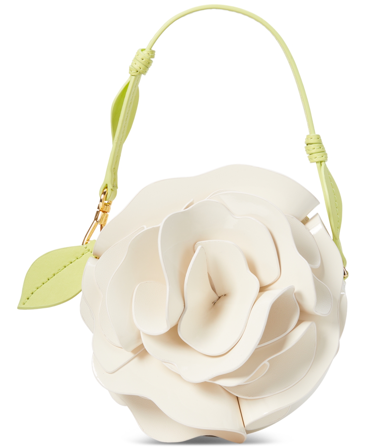 Flora Patent Mini 3D Wristlet - Cream.