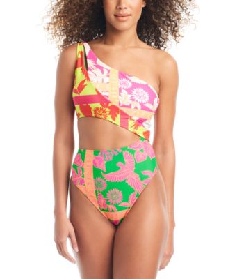 Bar III - Women's One-Shoulder Cut-Out One-Piece Swimsuit