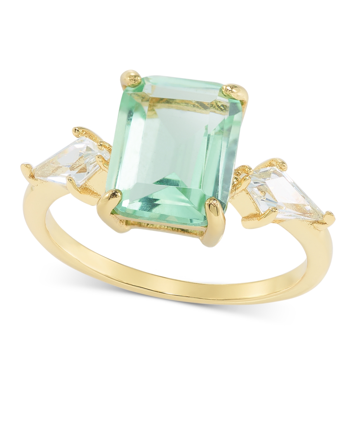 Gold-Tone Green Crystal & Cubic Zirconia Ring, Created for Macy's - Gold