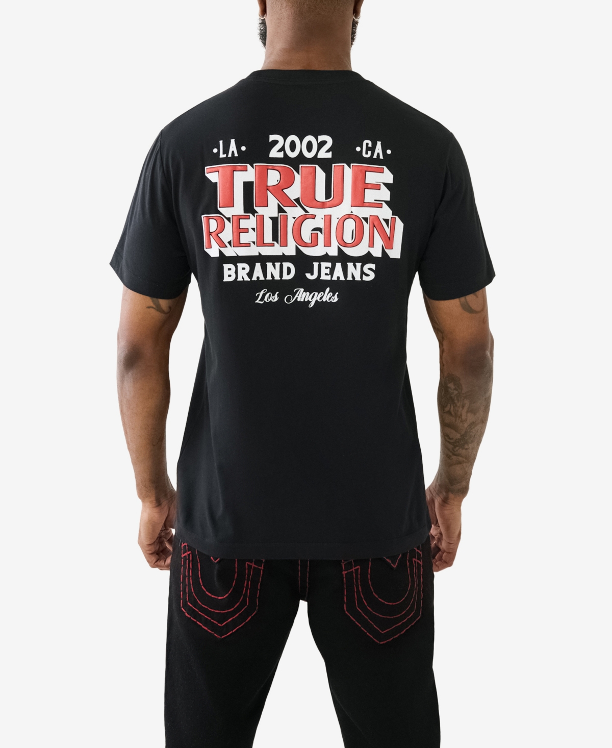 Shop True Religion Men's Short Sleeve Station T-shirts In Jet Black