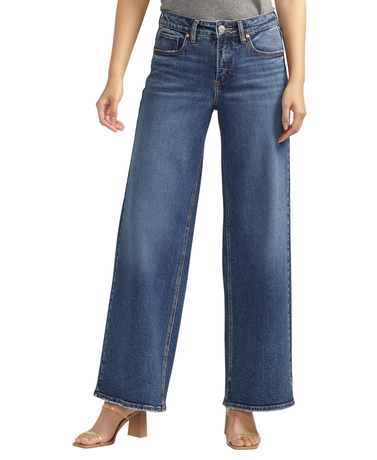 Shop Silver Jeans Co. Suki Mid Rise Wide Leg Jeans In Indigo