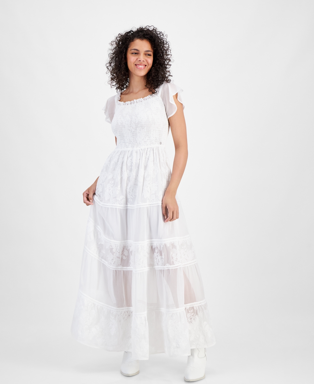 Women's Giuditta Embroidered Maxi Dress - Pure White