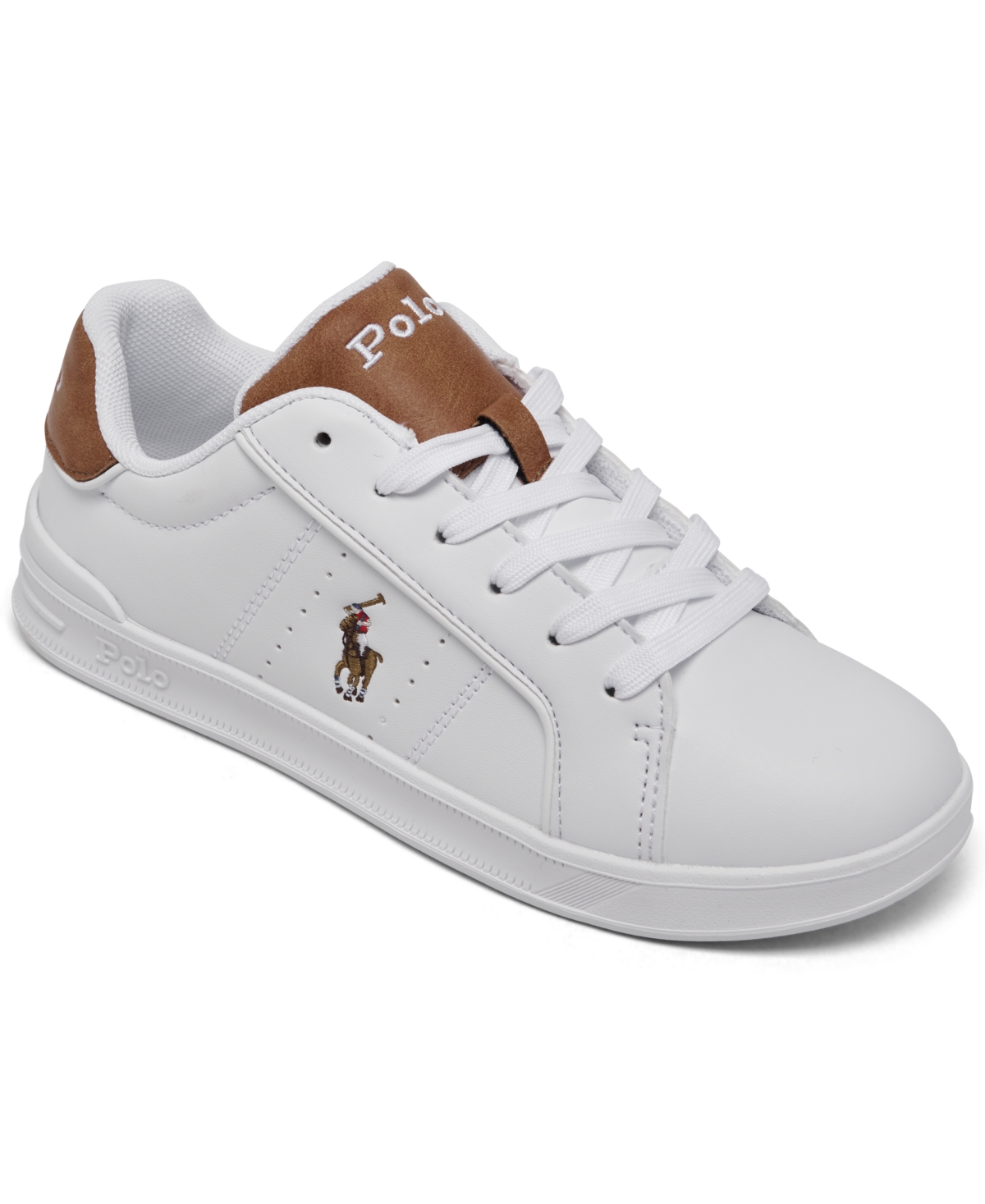 Polo Ralph Lauren Little Kids Heritage Court Iii Casual Sneakers From Finish Line In White,tan