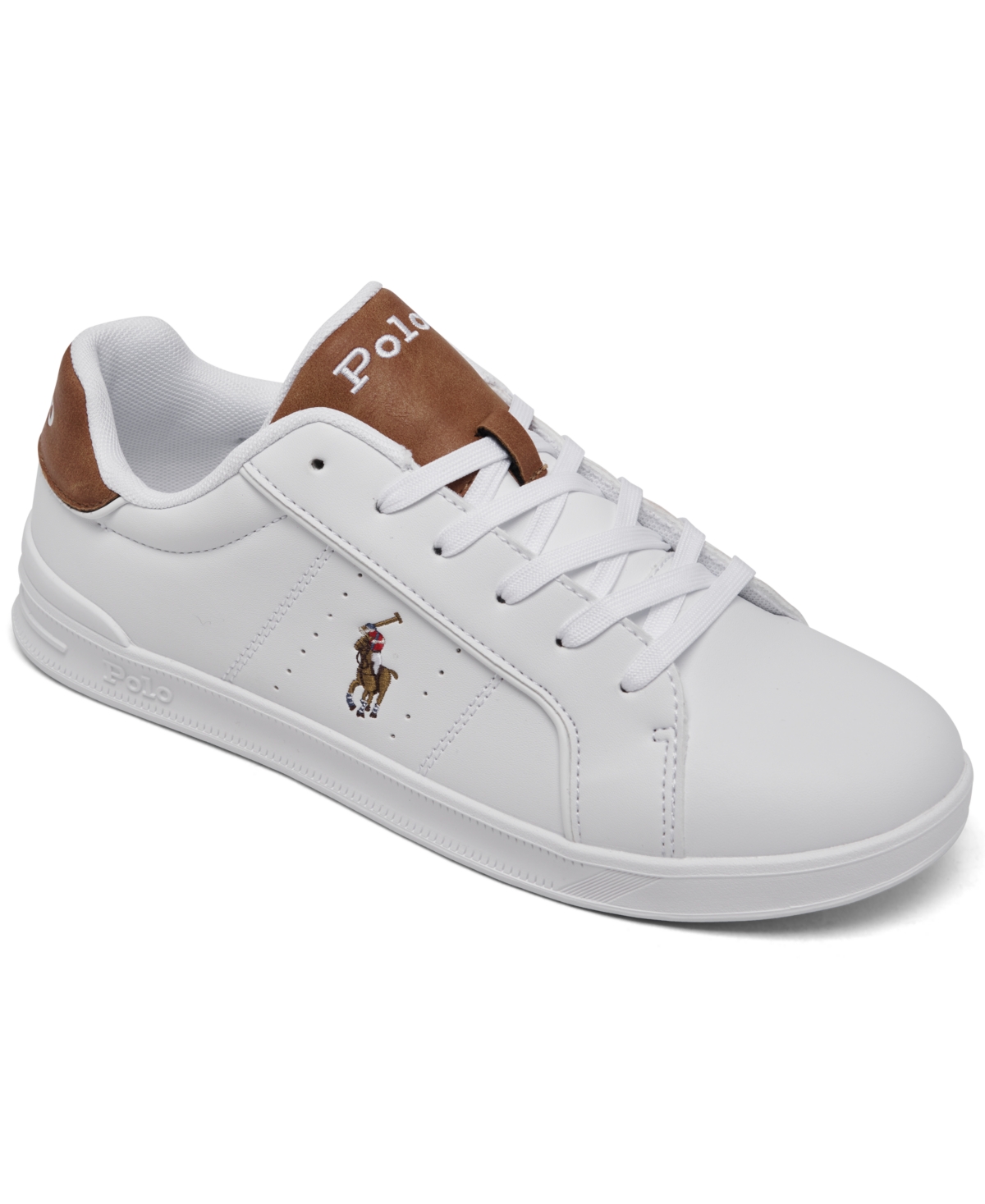 Polo Ralph Lauren Big Kids Heritage Court Iii Casual Sneakers From Finish Line In White,tan