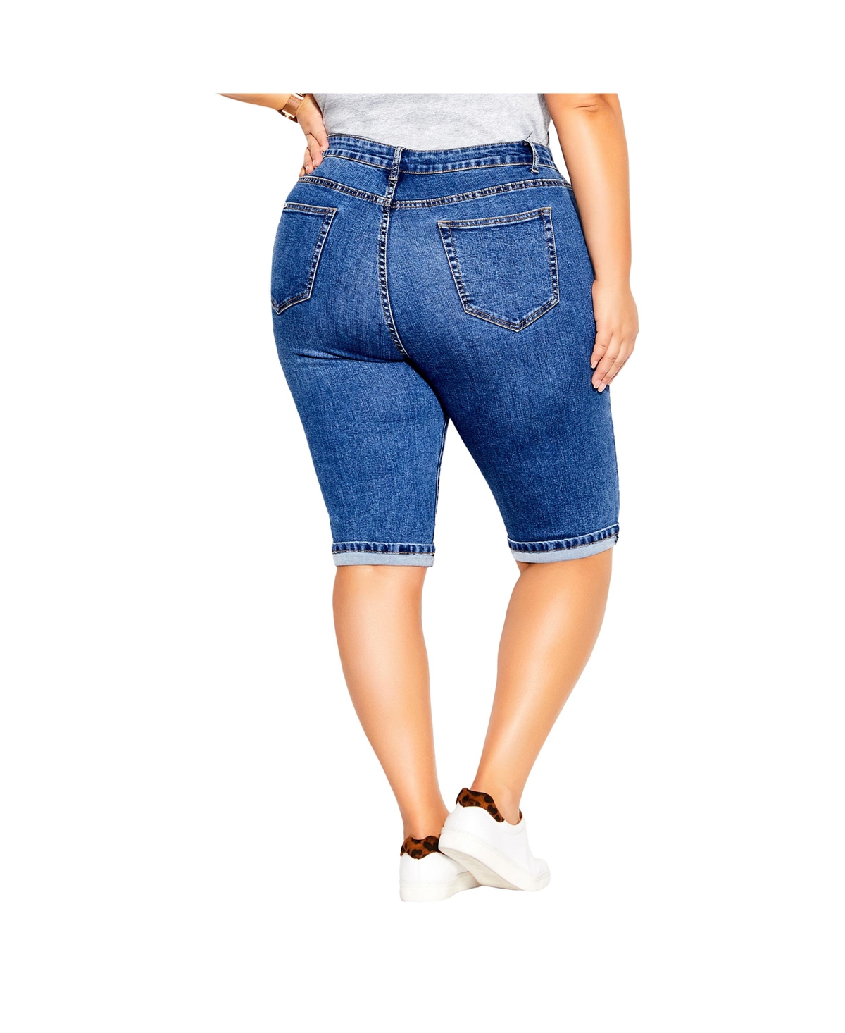 Plus Size Knee Turn Up Short