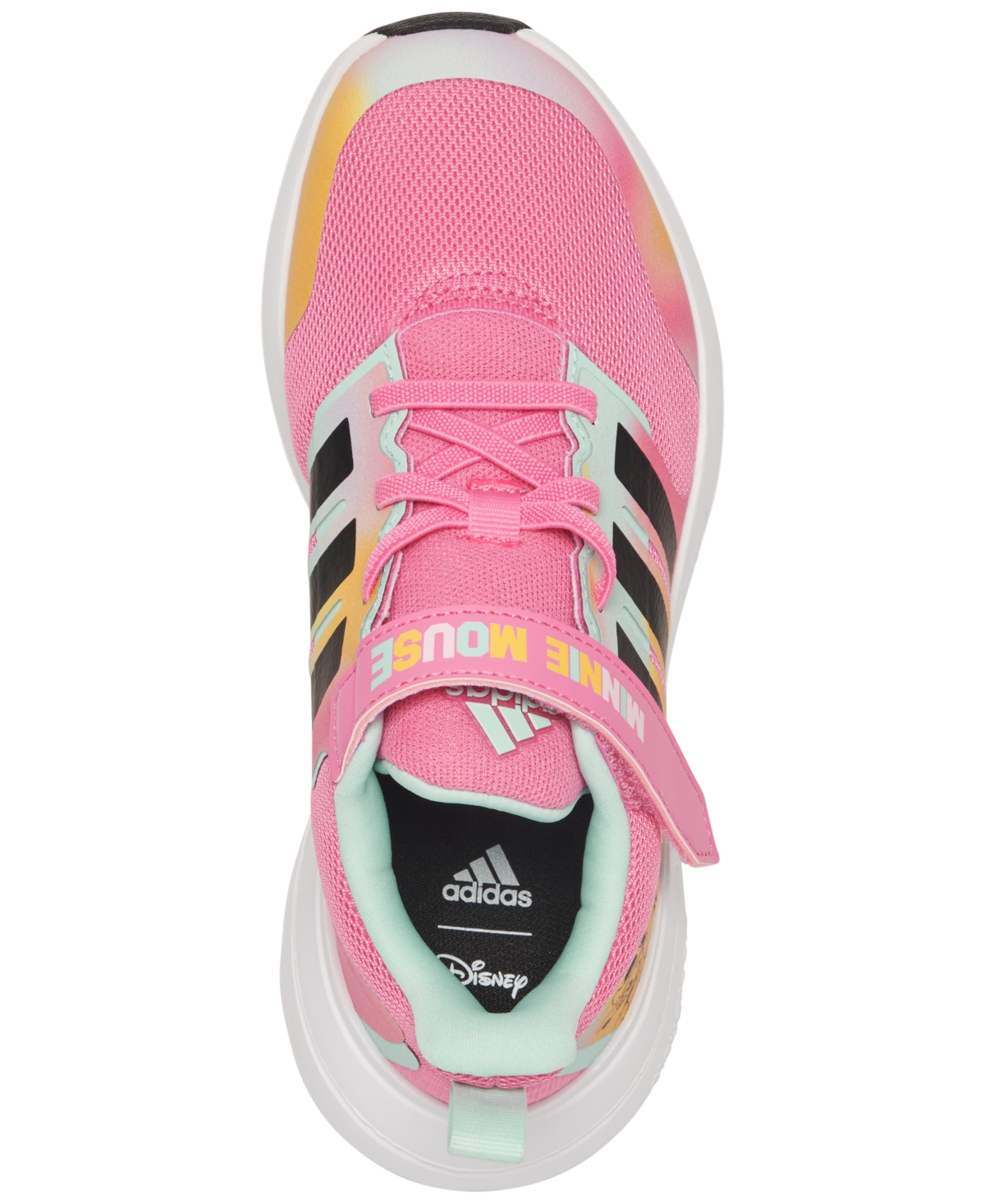 Shop Adidas Originals X Disney Minnie Mouse Little Girls Fortarun Fastening Strap Running Sneakers From Finish Line In Pink Fusion,core Black