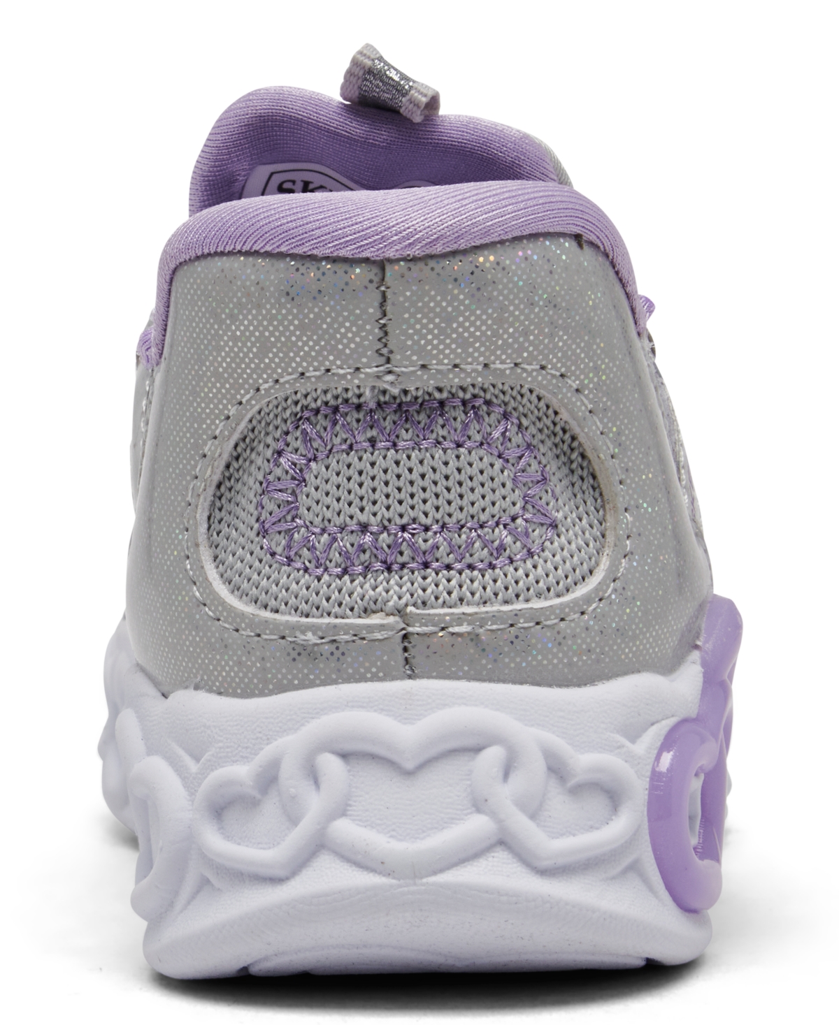 Shop Skechers Toddler Girls Slip-ins- Infinite Heart Lights Light-up Casual Sneakers From Finish Line In Silver,multi