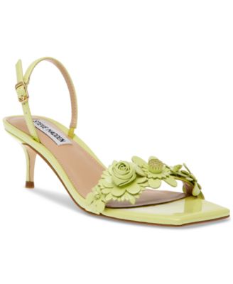 Steve Madden - Women's Rosalea Floral Detailed Slingback Kitten-Heel Sandals
