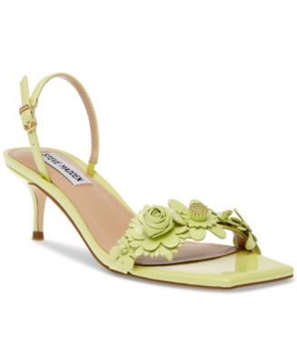 【フラワーモチーフ♪】Steve Madden Rosaleaローヒールサンダル Steve Madden Women's Rosalea Floral Detailed Slingback