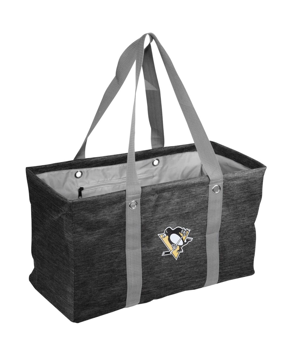 Logo Brands Men's And Women's Pittsburgh Penguins Crosshatch Picnic Caddy Tote Bag In Black