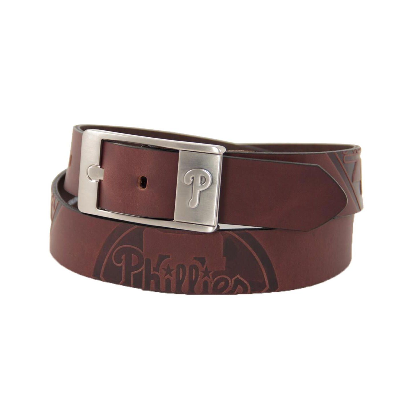 Мужской ремень Eagles Wings Brown Philadelphia Phillies Brandish Leather Belt — фото 1