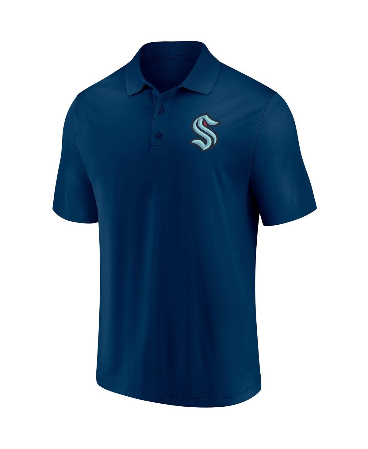 Shop Fanatics Men's  Deep Sea Blue Seattle Kraken Winning Streak Polo Shirt
