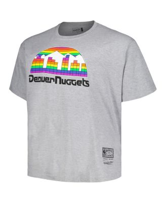 Men's Heather Gray Distressed Denver Nuggets Big and Tall Hardwood Classics Vintage-Like Logo T-shirt