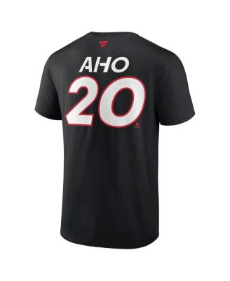 Men's Sebastian Aho Black Carolina Hurricanes Authentic Pro Prime Name and Number T-shirt