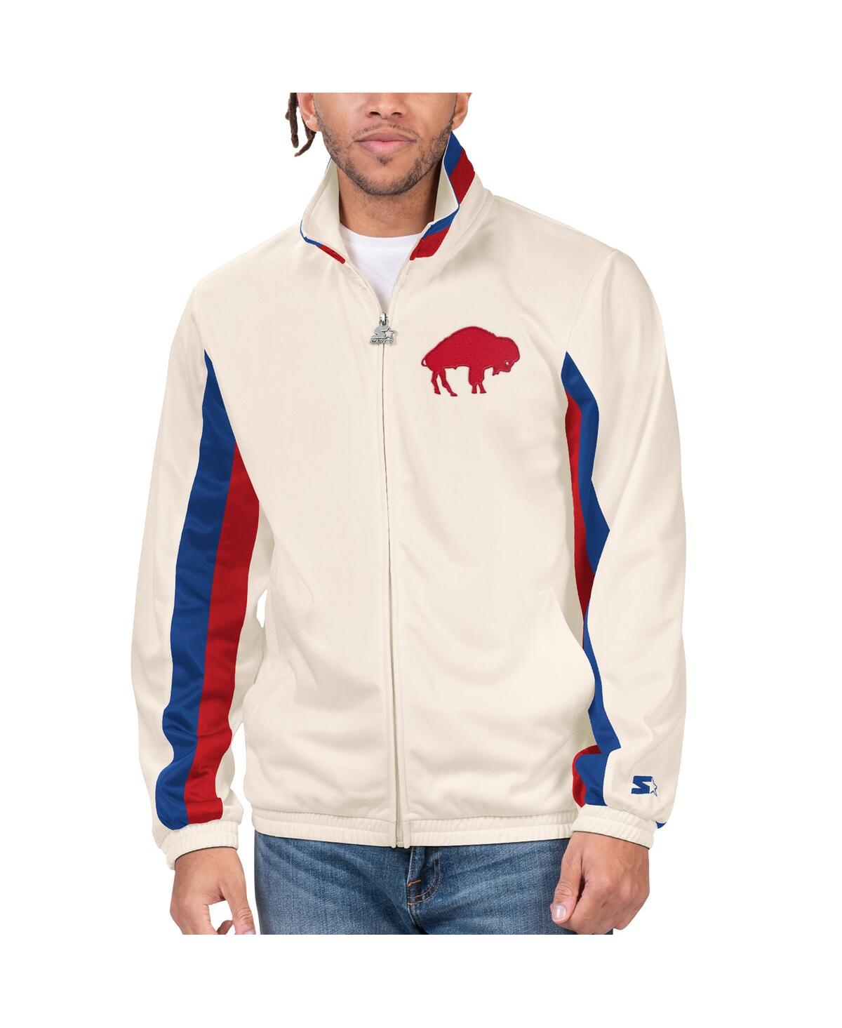 Shop Starter Men's  White Distressed Buffalo Bills Vintage-like Rebound Full-zip Track Jacket