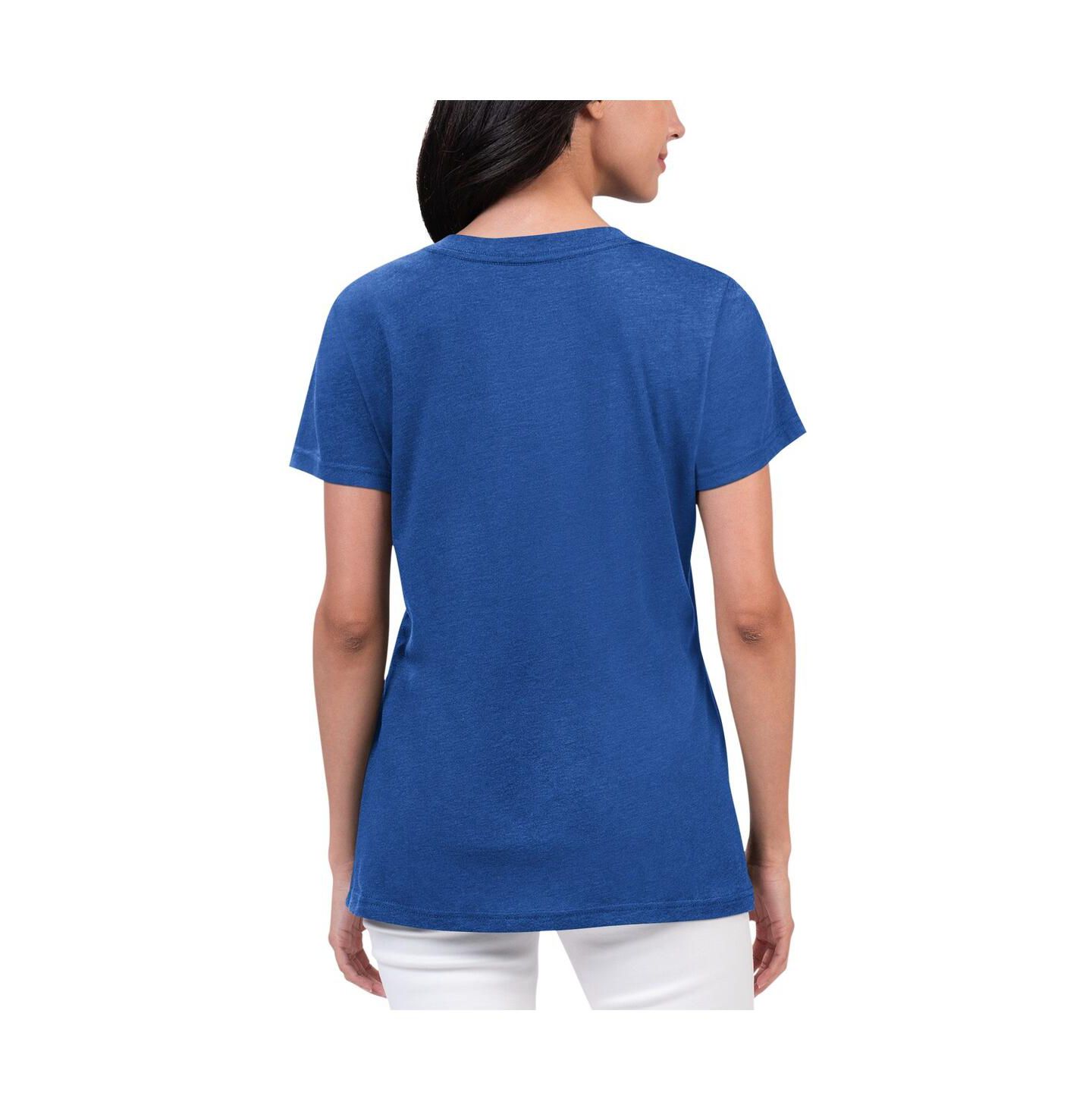 Женская футболка G-III 4Her by Carl Banks Royal Distressed Daniel Suarez Key Move V-Neck — фото 2