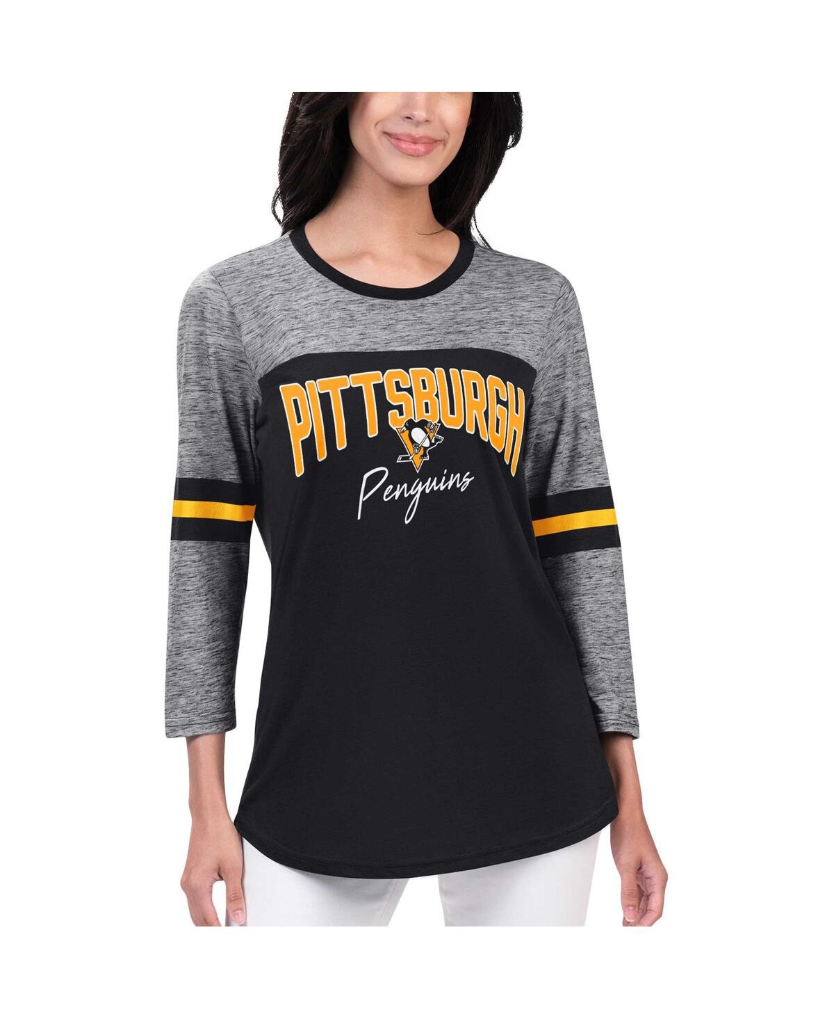 Women's G-iii 4Her by Carl Banks Black Pittsburgh Penguins Play The Game 3, 4-Sleeve T-shirt - Black