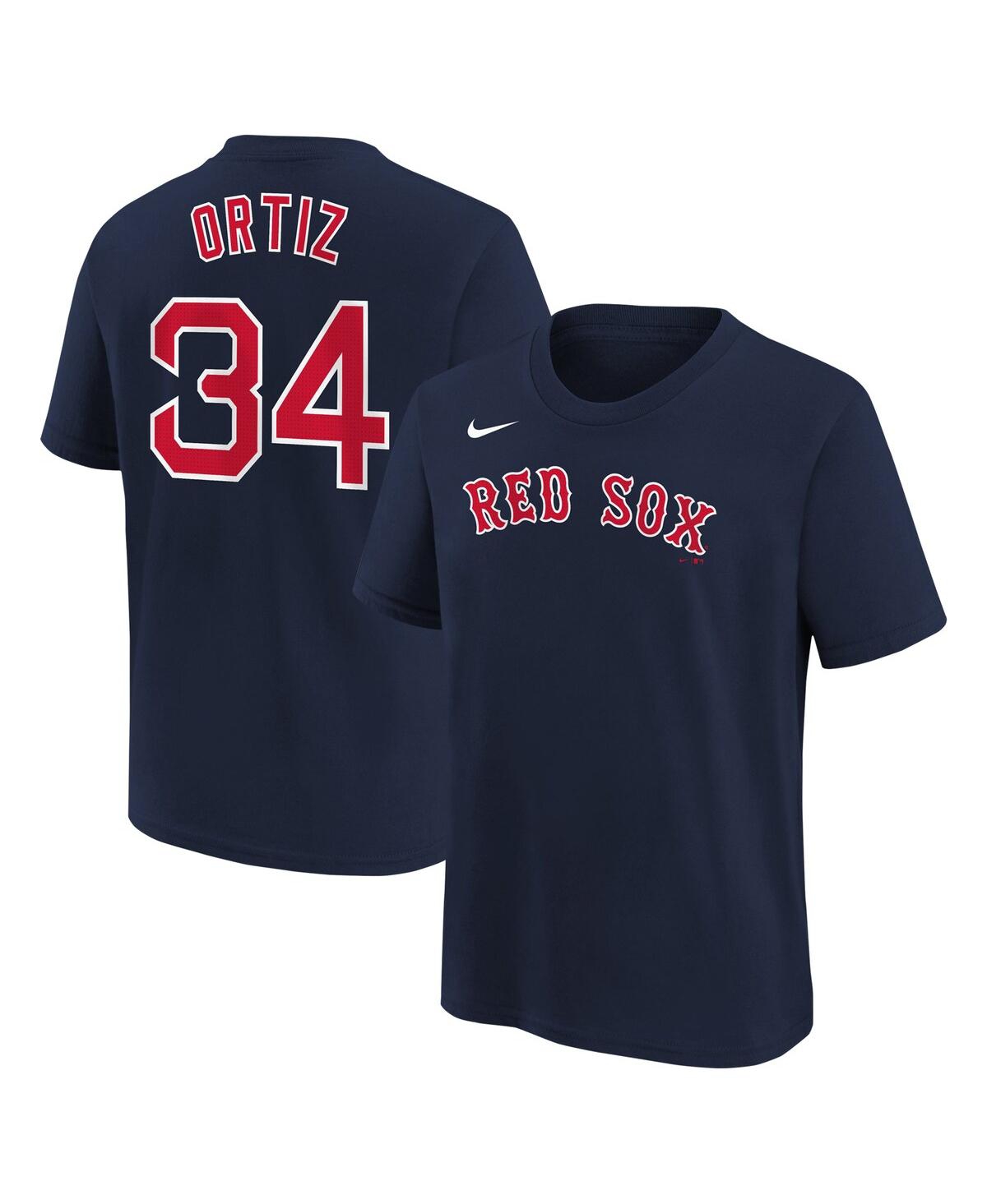 Nike Kids' Big Boys  David Ortiz Navy Boston Red Sox Home Player Name And Number T-shirt
