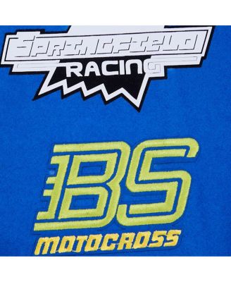 Men's Royal, White The Simpsons Racing Varsity Full Zip Jacket