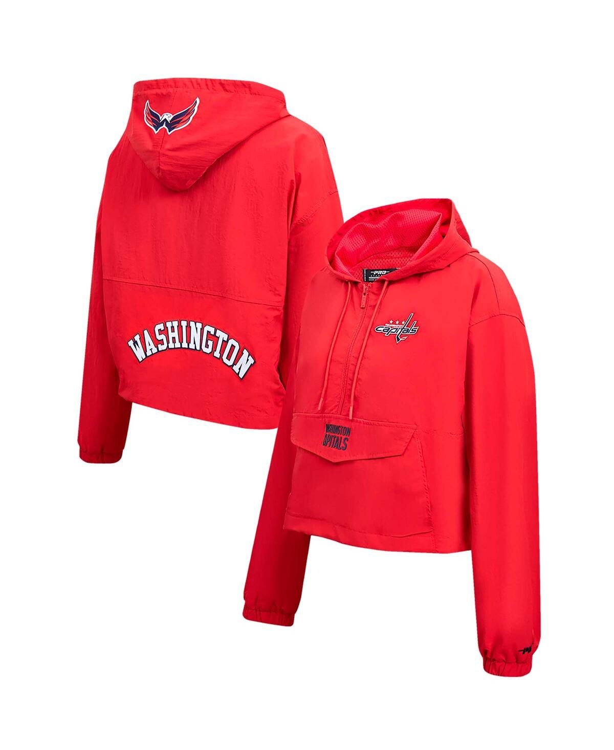 Shop Pro Standard Women's  Red Washington Capitals Classic Cropped Half-zip Wind Jacket