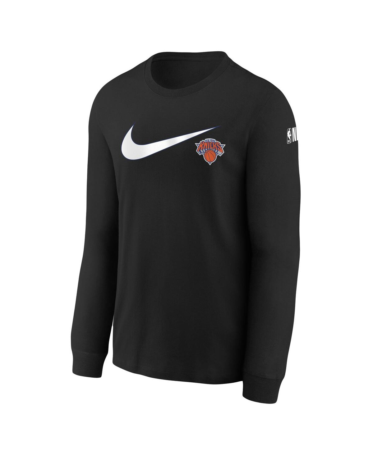 Shop Nike Big Boys  Black New York Knicks Swoosh Long Sleeve T-shirt