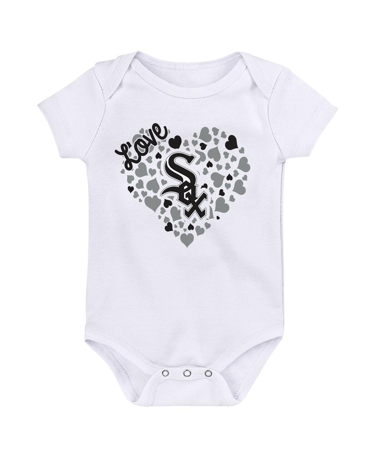 Outerstuff Baby Boys And Girls  Chicago White Sox 3-pack Home Run Bodysuit Set In White,black,pink