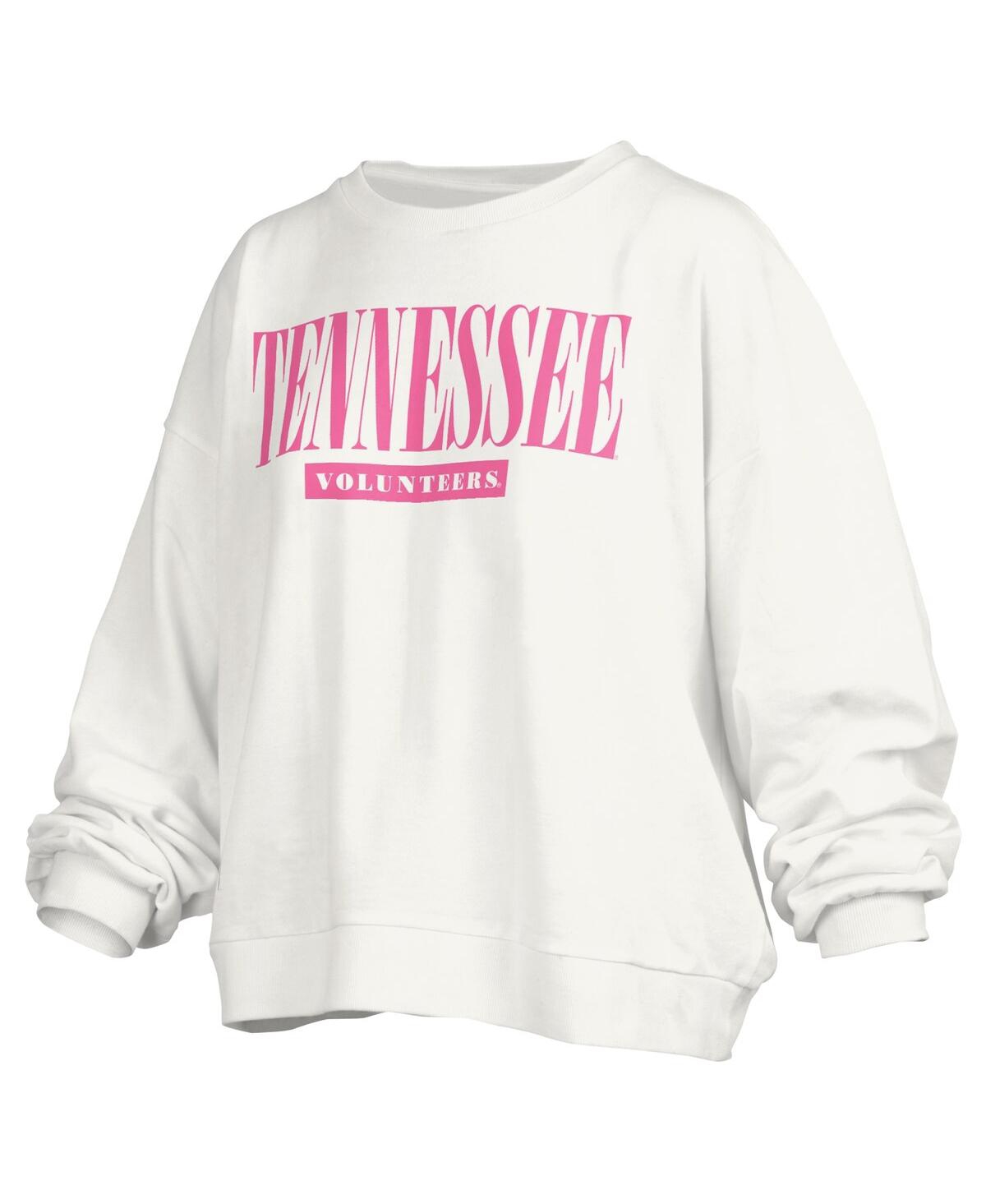 Shop Pressbox Women's  White Tennessee Volunteers Sutton Janise Waist Length Oversized Pullover Sweatshirt