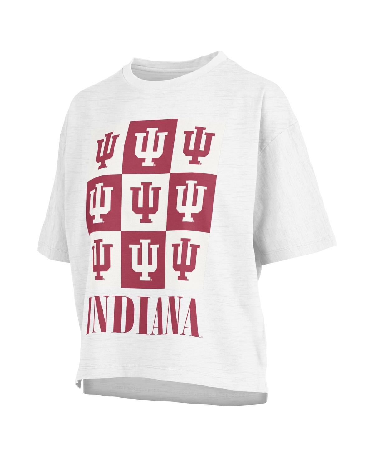 Shop Pressbox Women's  White Distressed Indiana Hoosiers Motley Crew Andy Waist Length Oversized T-shirt