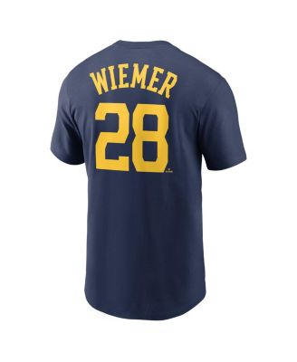 Men's Joey Wiemer Navy Milwaukee Brewers Name and Number T-shirt