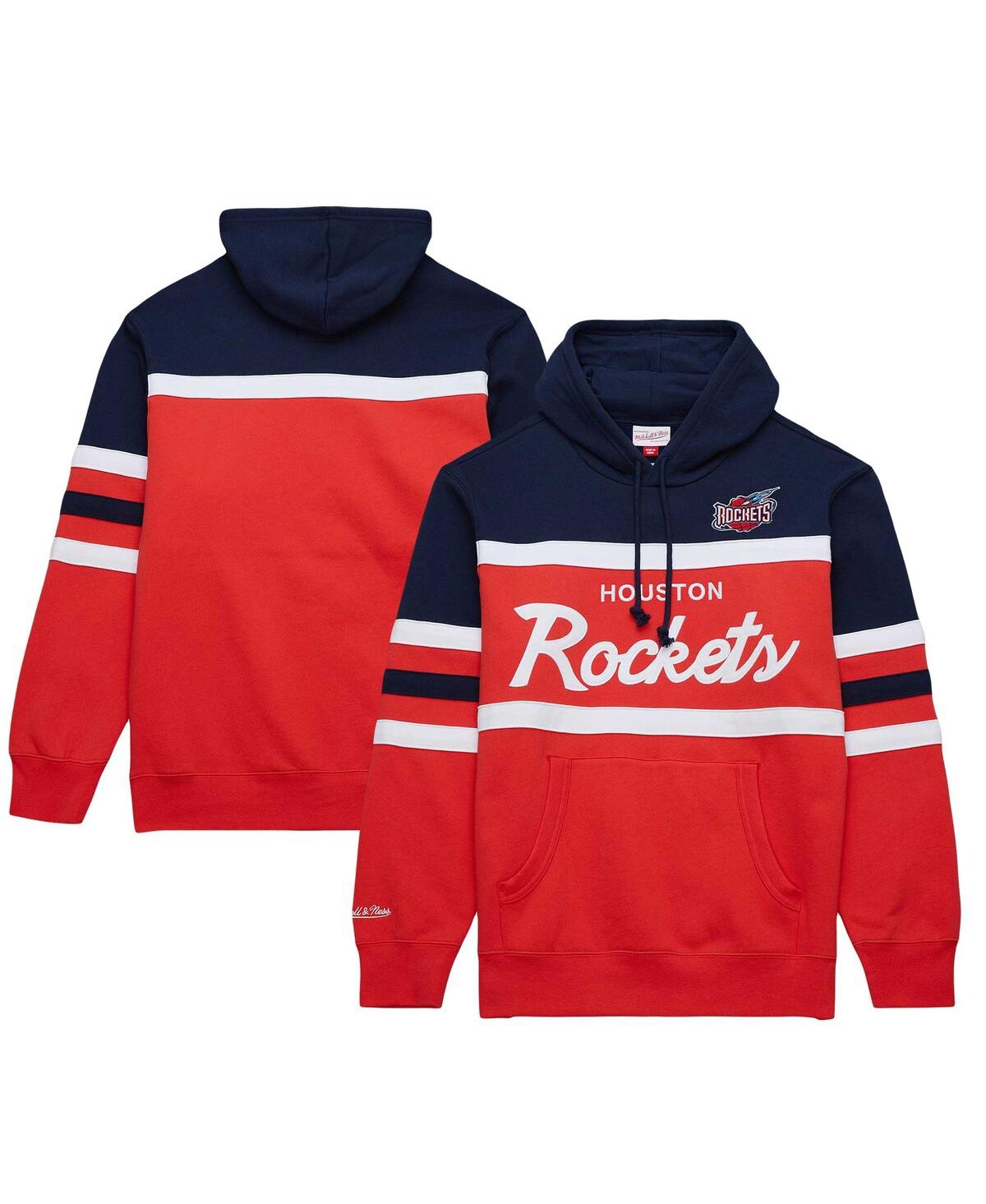 Shop Mitchell & Ness Men's  Red, Navy Houston Rockets Head Coach Pullover Hoodie In Red,navy