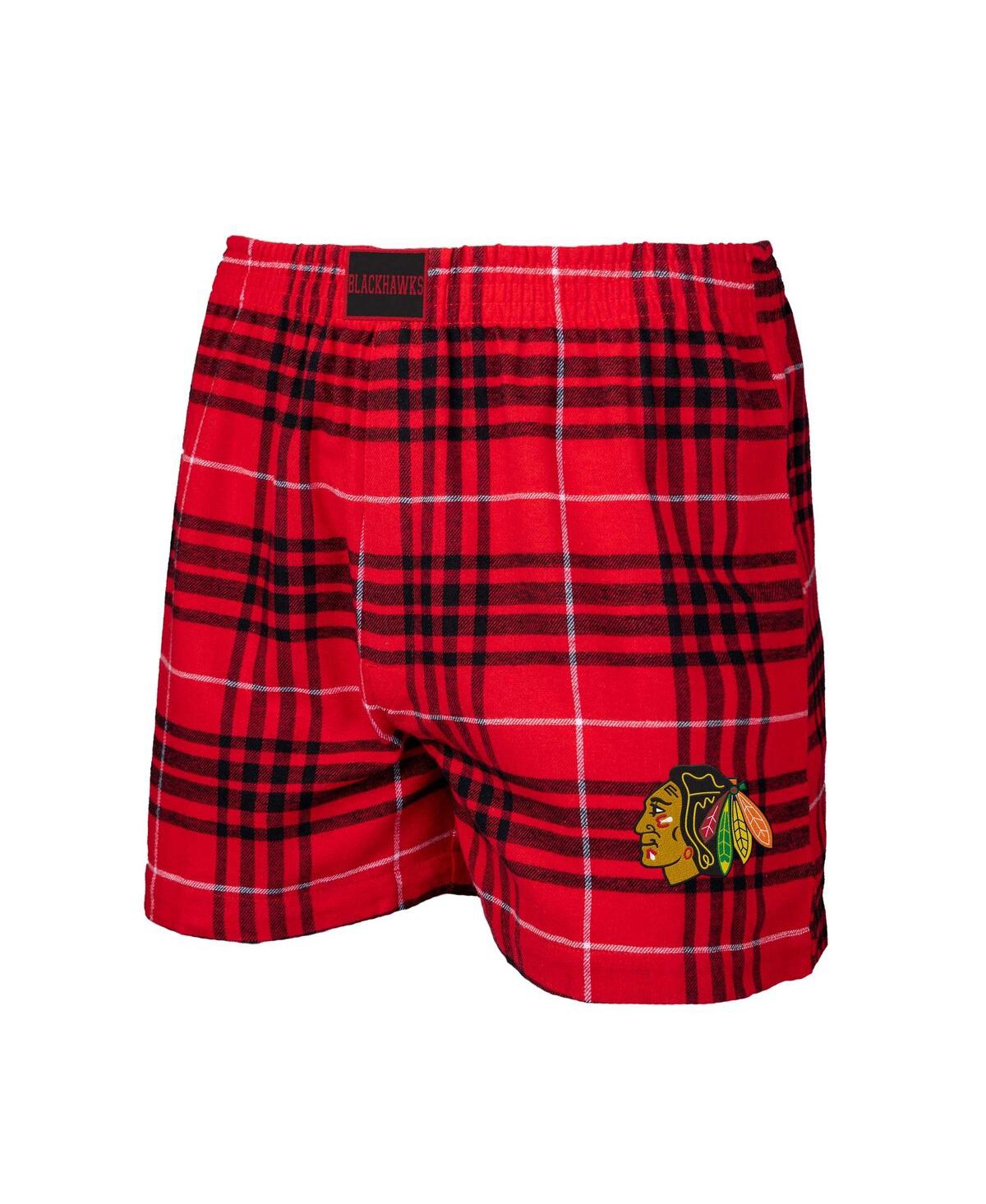 Concepts Sport Men's  Red, Black Chicago Blackhawks Concord Flannel Boxers In Red,black