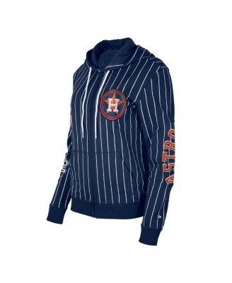 Women's Navy Houston Astros Pinstripe Tri-Blend Full-Zip Hoodie Jacket