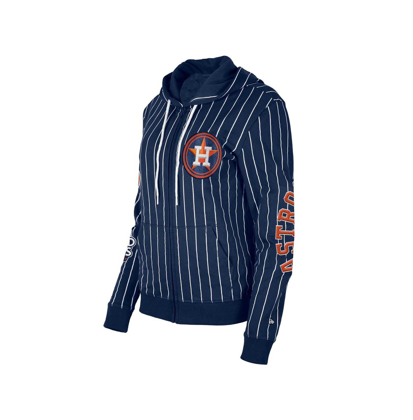 Женская куртка New Era Navy Houston Astros Pinstripe Tri-Blend Full-Zip Hoodie Jacket — фото 2