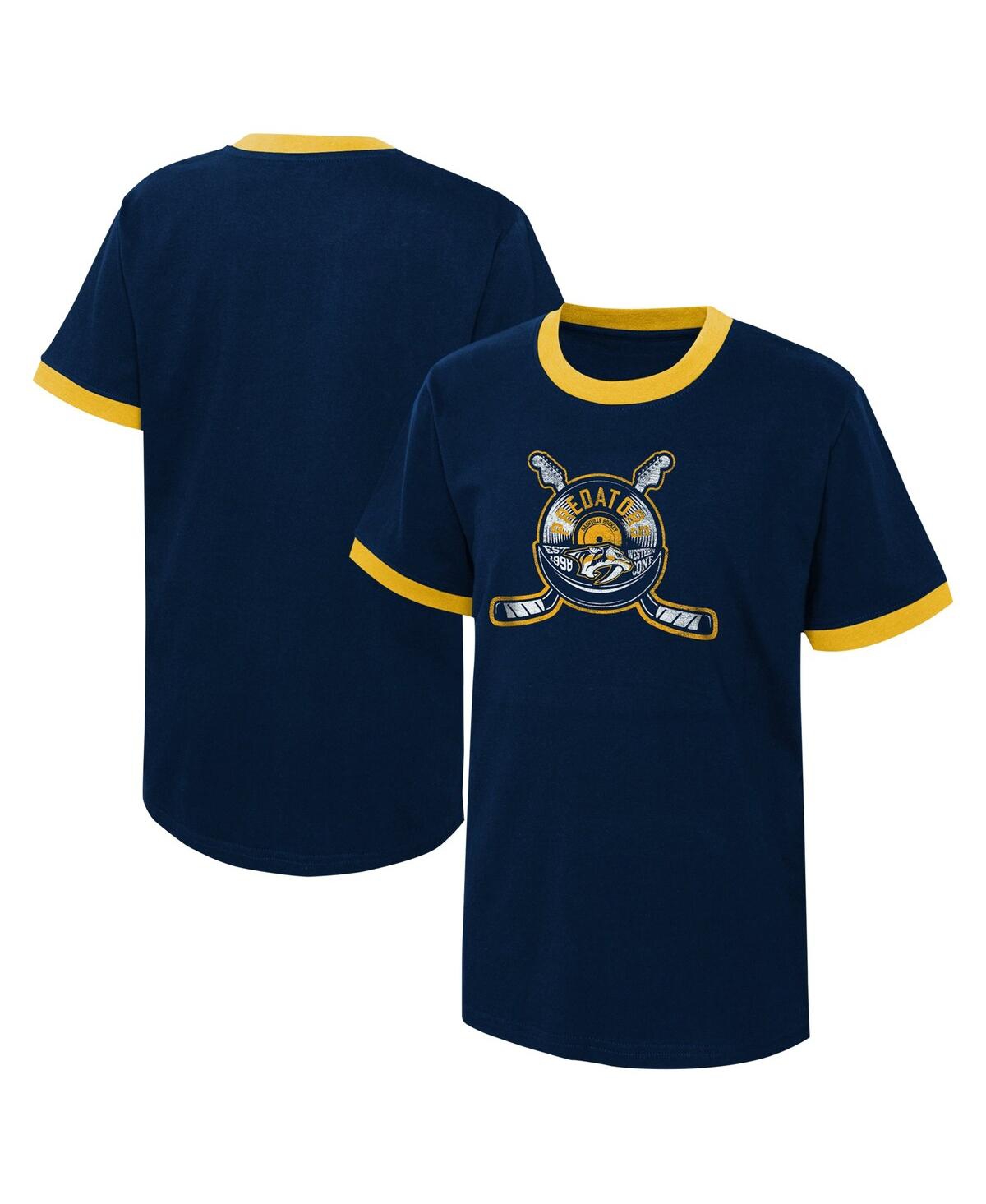 Shop Outerstuff Big Boys Navy Distressed Nashville Predators Ice City T-shirt