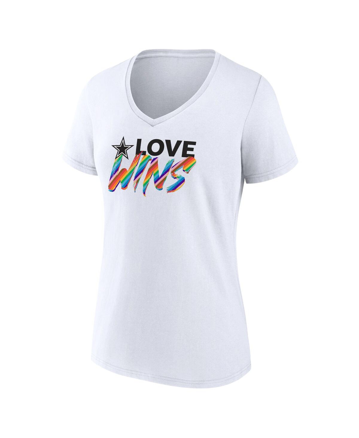 Shop Fanatics Women's  White Dallas Cowboys Love Wins V-neck T-shirt
