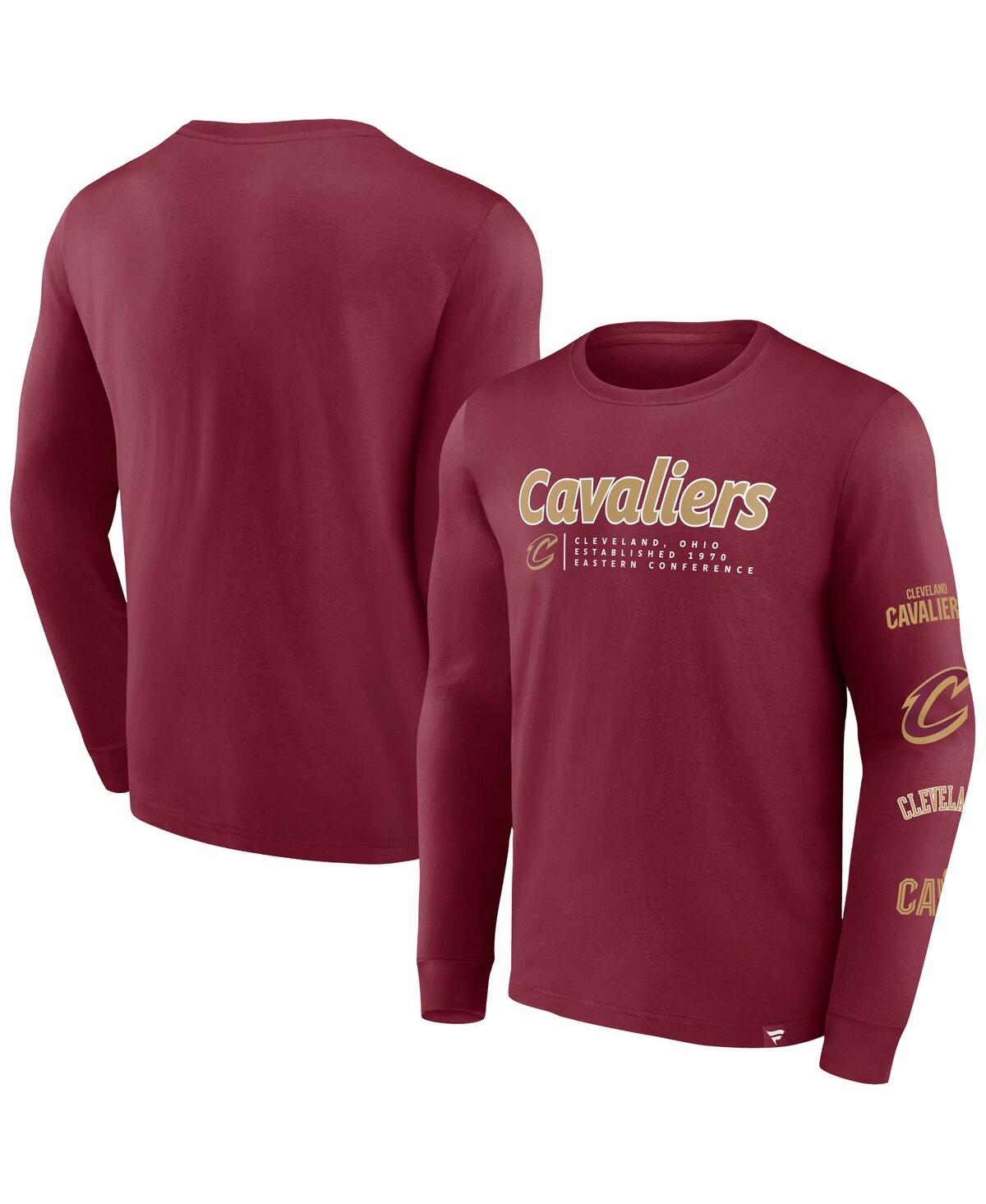 Fanatics Men's  Wine Cleveland Cavaliers Baseline Long Sleeve T-shirt