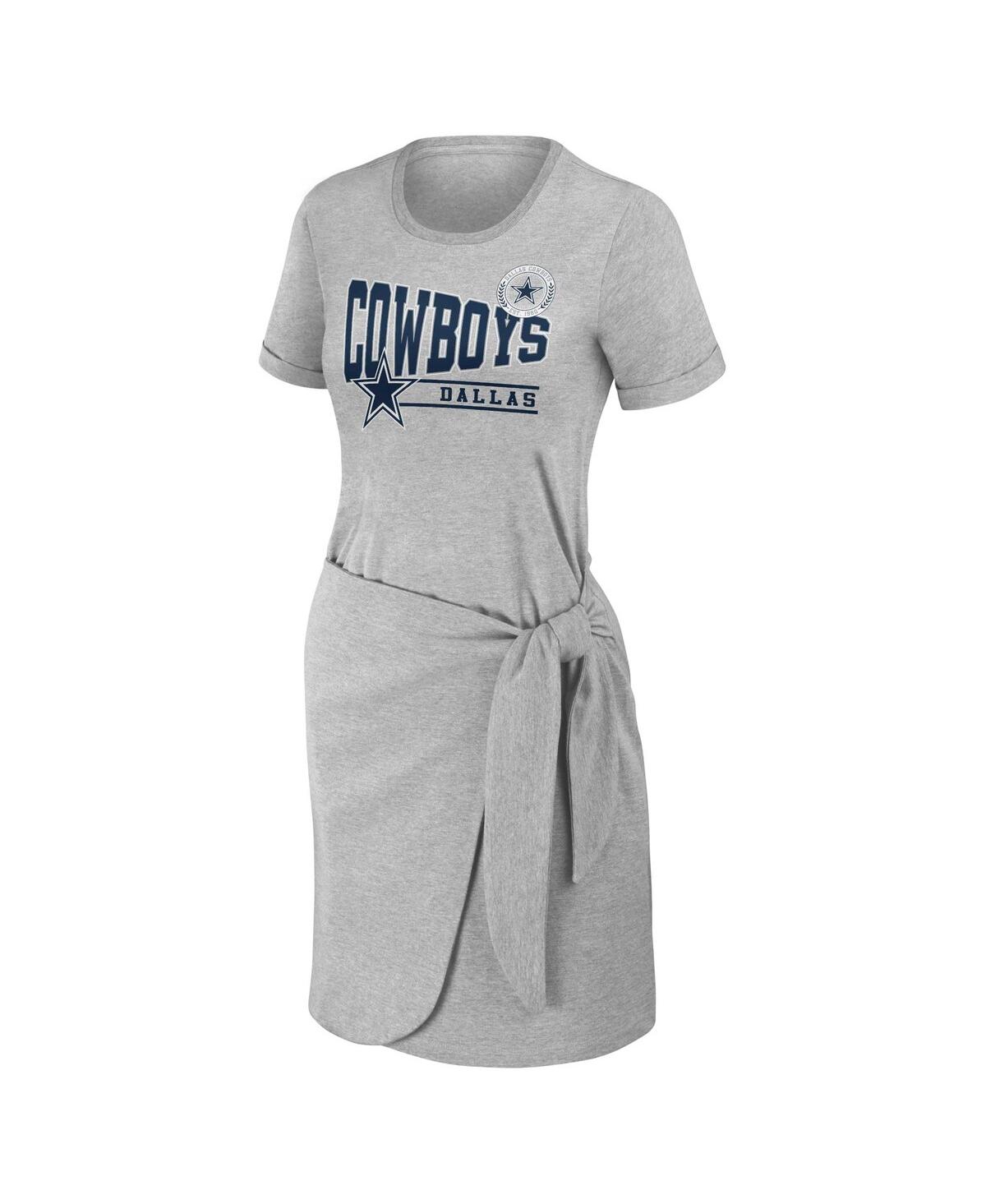 Shop Wear By Erin Andrews Women's  Heather Gray Dallas Cowboys Plus Size Knotted T-shirt Dress