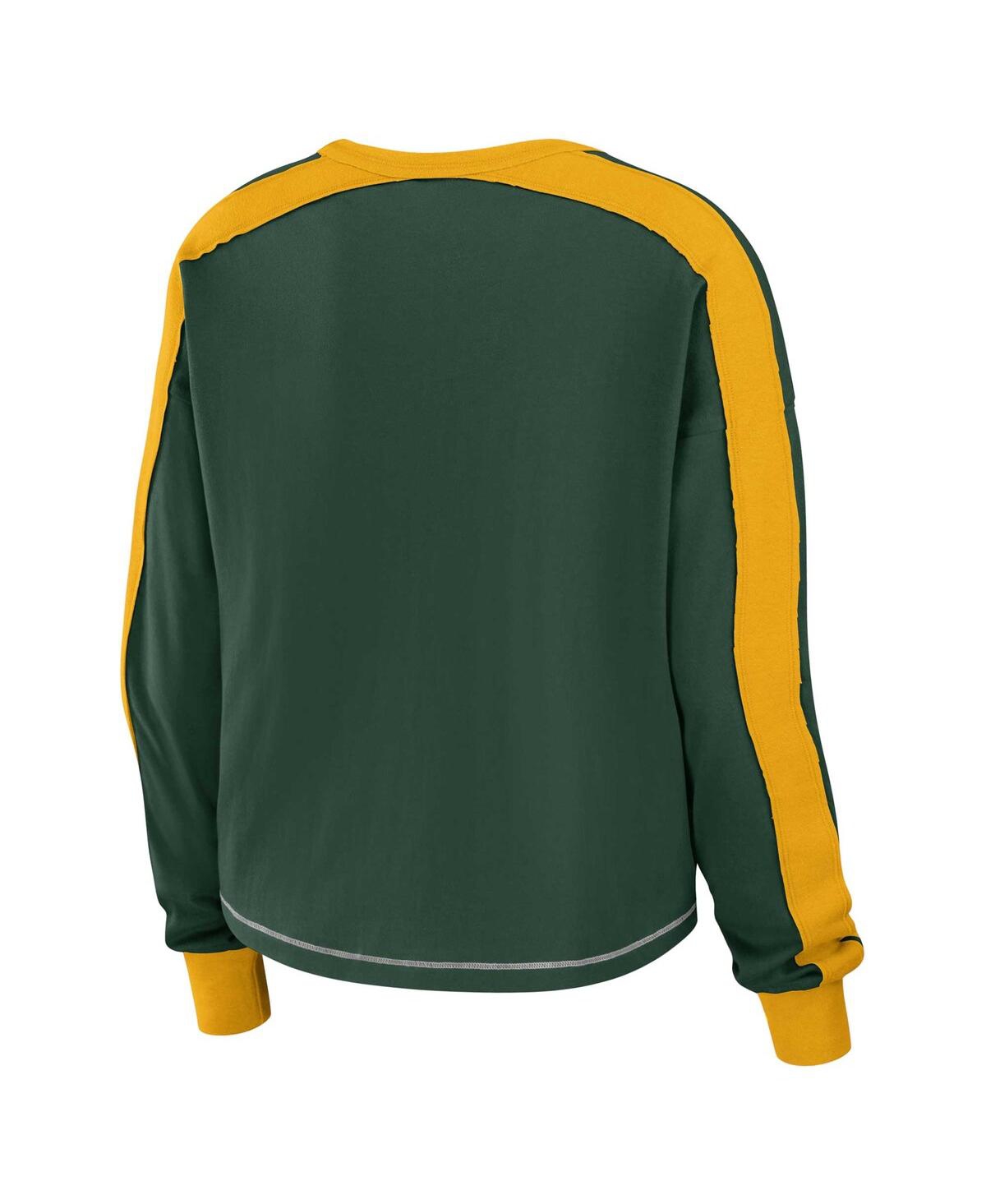 Shop Wear By Erin Andrews Women's  Green Green Bay Packers Plus Size Colorblock Long Sleeve T-shirt